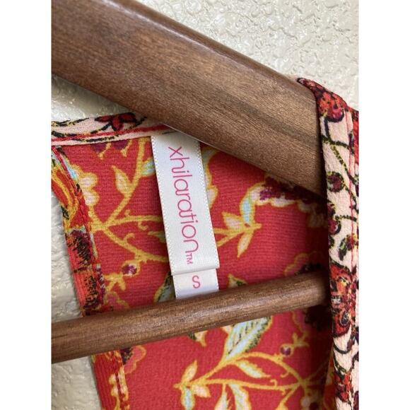 Xhilaration boho maxi dress kaftan red small long hippie beachy v-neck vacation - Picture 4 of 7